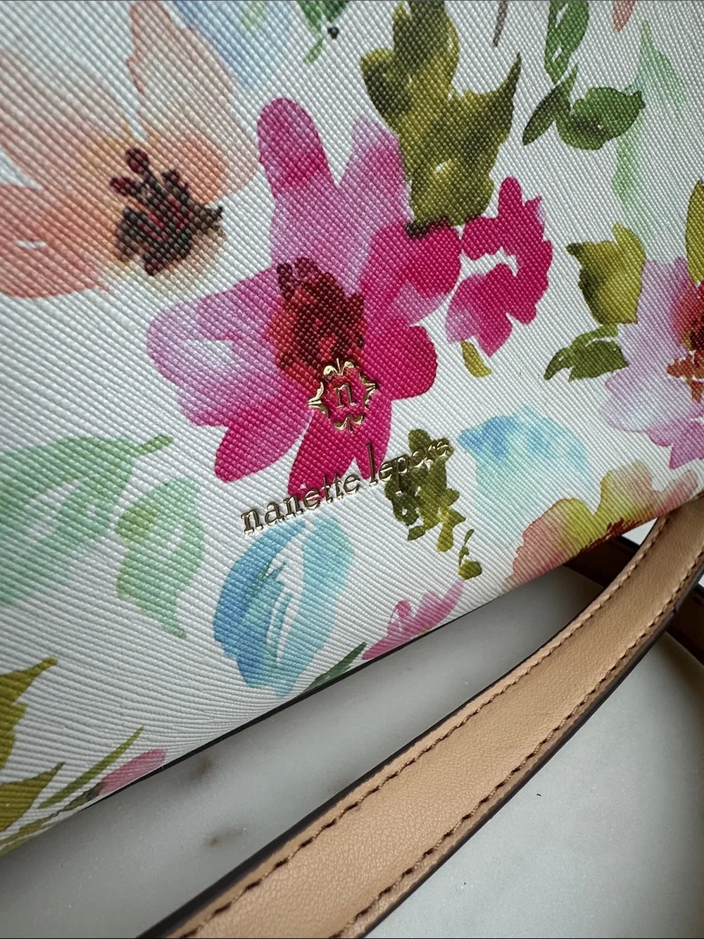 Nanette Lepore Floral Crossbody Bag - Pink, Green & Tan